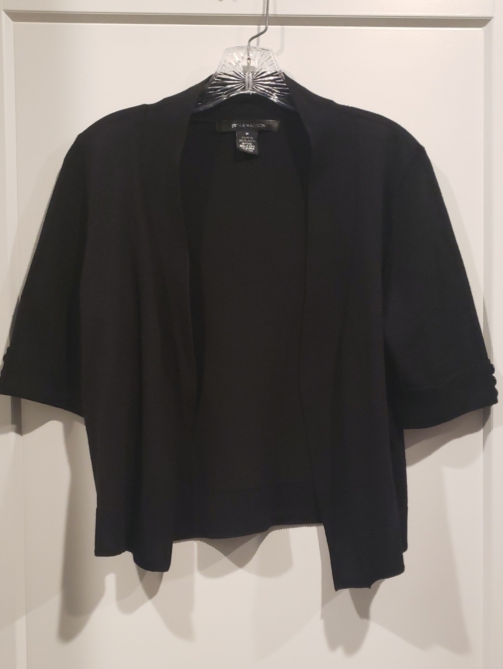 89th & Madison Black Open-Front Short-Sleeve Cardigan